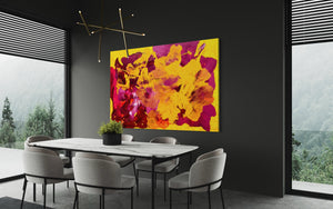 Deep Yellow Dianthus 121.8 cm x 182.8 cm Yellow Pink Textured Abstract Painting