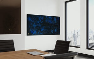 Midnight Sky 91 cm x 183 cm Blue Black Textured Abstract Painting by Joanne Daniel