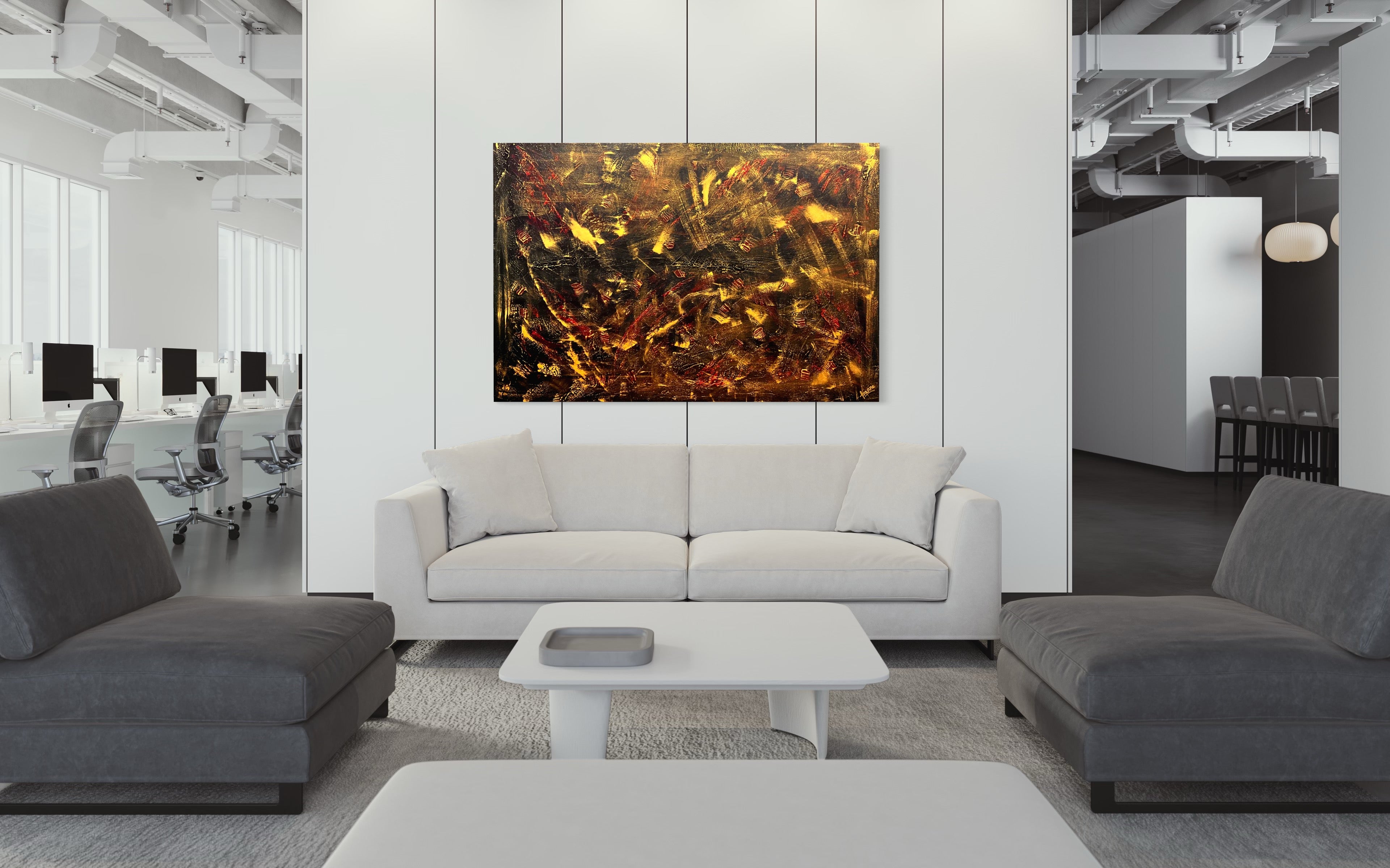 Gold Mine 121.8 cm x 182.8 cm Gold Red Brown Textured Abstract Painting