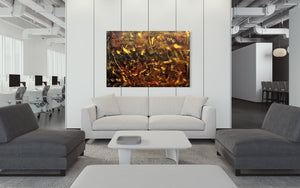 Gold Mine 121.8 cm x 182.8 cm Gold Red Brown Textured Abstract Painting