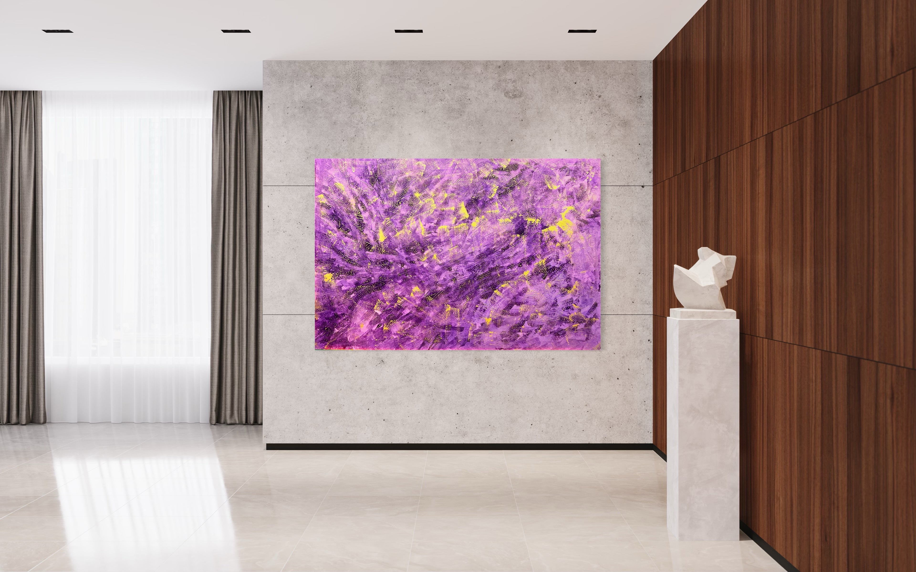 Lavendar Dioazine 121.8 cm x 182.8 cm Purple Textured Abstract Painting