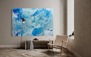 Merging Phthalo Blue 121.8 cm x 182.8 cm         Textured Abstract Painting