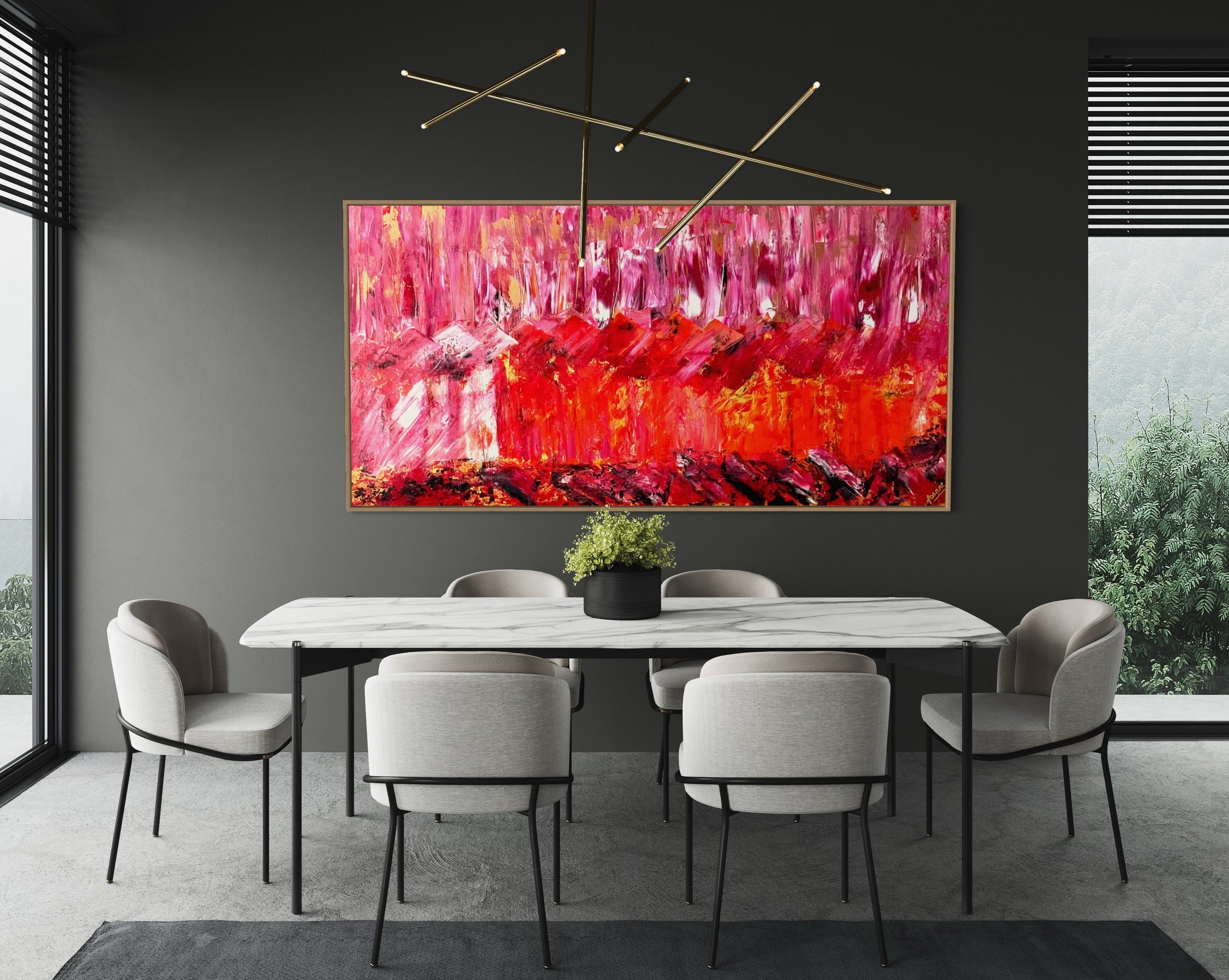 Summer Sunrise (91 cm x 182 cm)Textured Abstract Painting