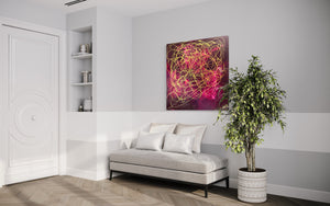 Hope No 7 100 cm  x  100 cm Pink Textured Abstract Painting by Joanne Daniel