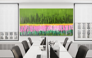 Flower field (91 cm x 182 cm)Textured Abstract Painting by Joanne Daniel