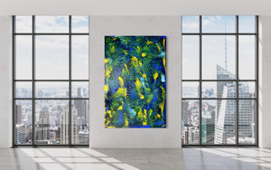 Native Forest 121.8 cm x 182.8 cm Green Blue Textured Abstract Painting