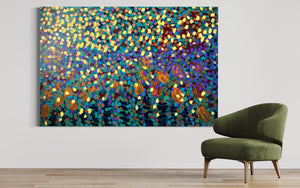 Spring Garden 121.8 cm x 182.8 cm Blue Textured Abstract Painting by Joanne Daniel