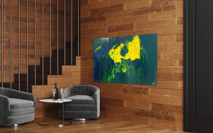 Lemon splash (91 cm x 182 cm)Textured Abstract Painting by Joanne Daniel