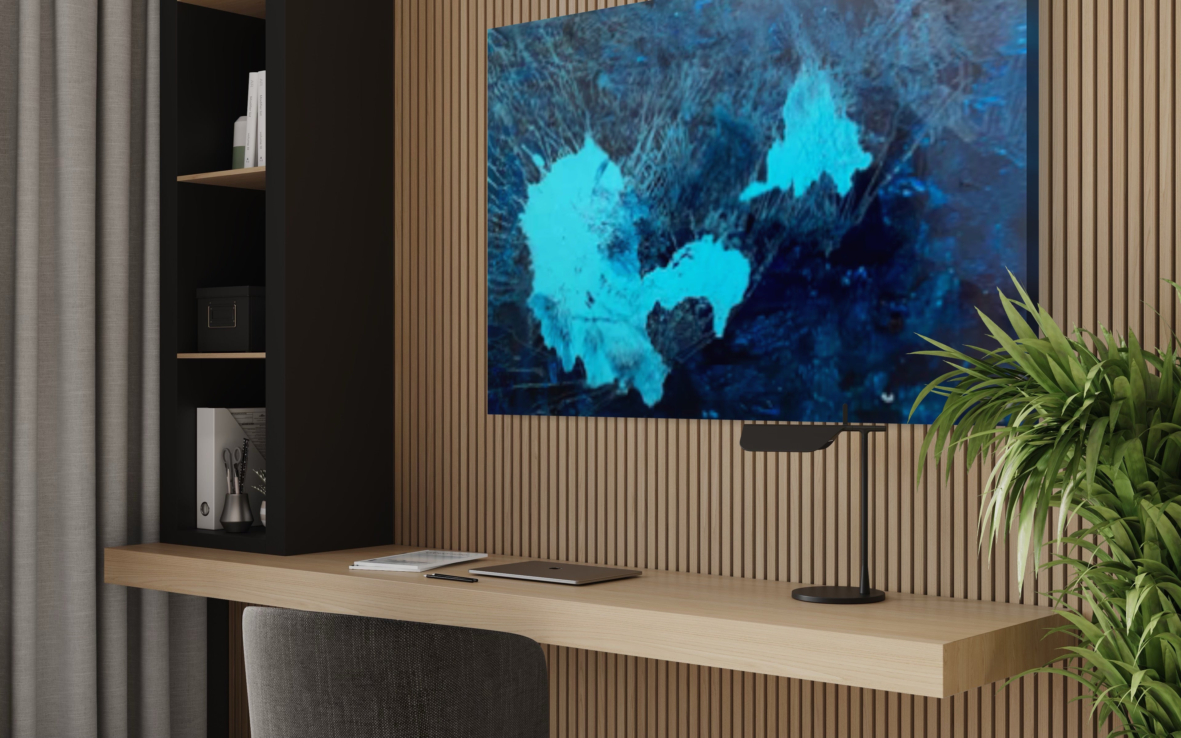 Emerald Blue Sea 93 cm x 61 cm Blue Textured Abstract Painting