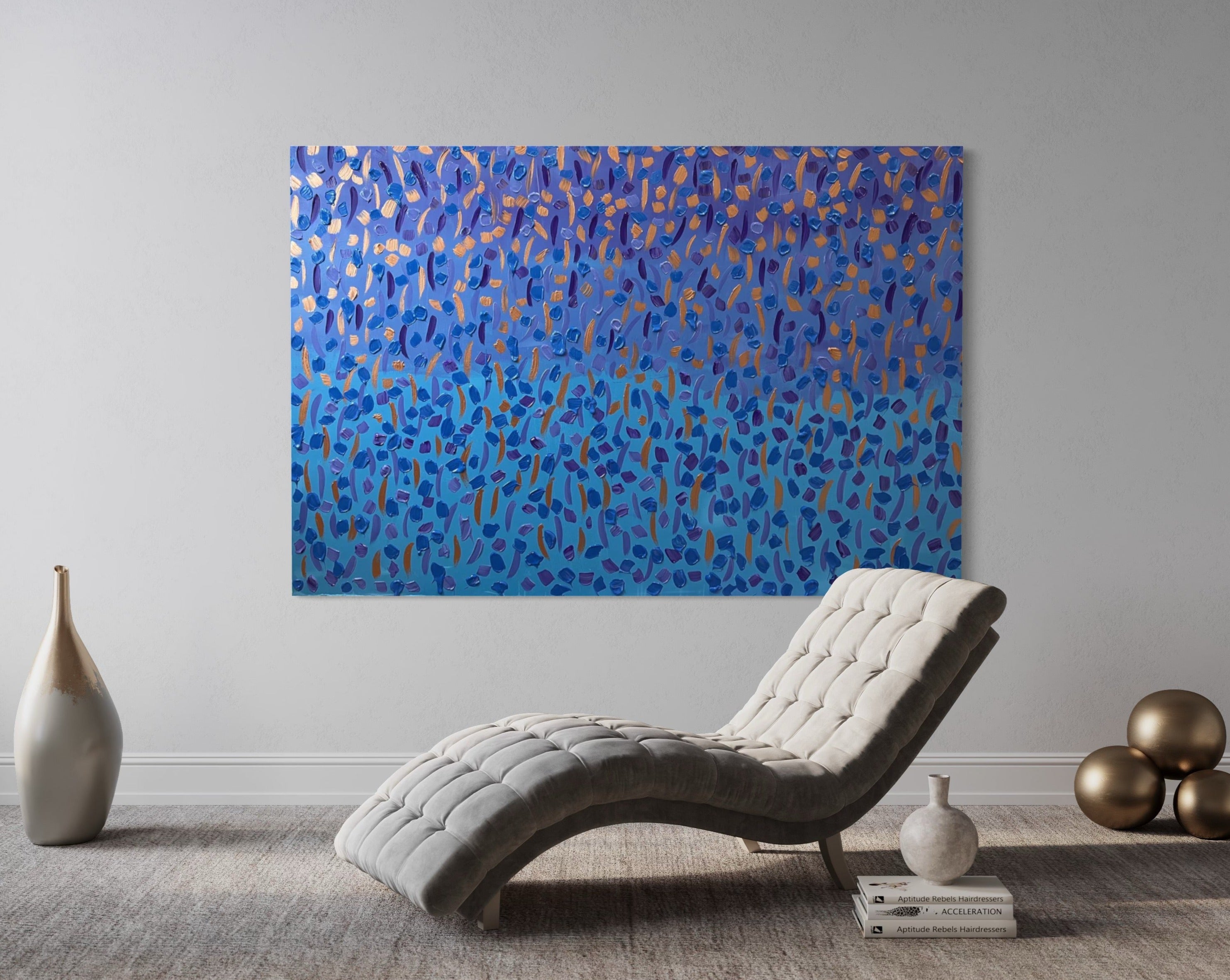 Fall 121.8 cm x 182.8 cm Baby Blue Textured Abstract Painting by Joanne Daniel