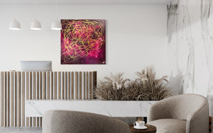 Hope No 7 100 cm  x  100 cm Pink Textured Abstract Painting by Joanne Daniel