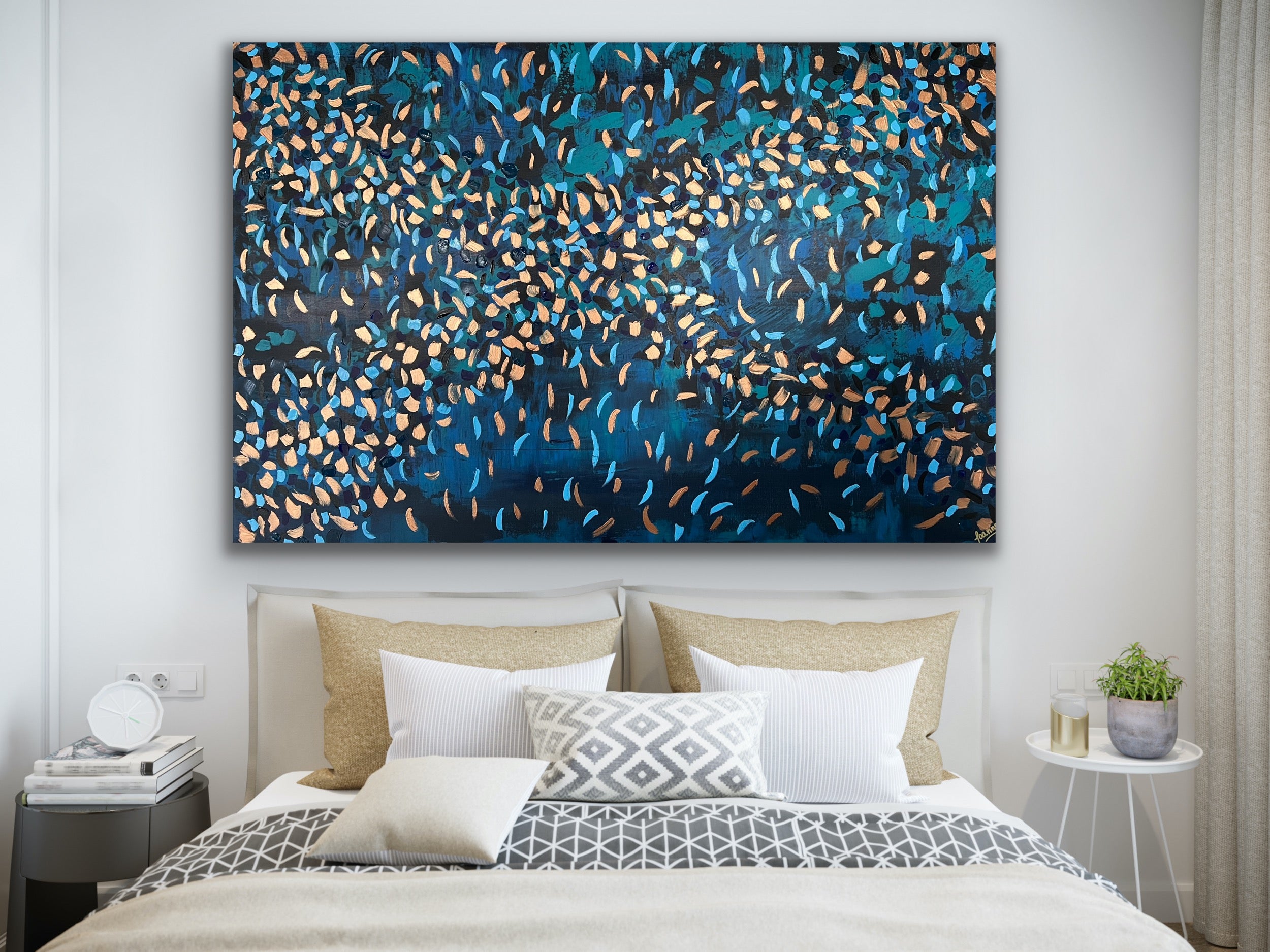 Blooming Blue 121.8 cm x 182.8 cm Blue Textured Original Abstract Painting by Joanne Daniel