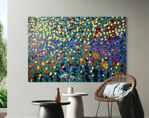 Spring Garden 121.8 cm x 182.8 cm Blue Textured Abstract Painting by Joanne Daniel