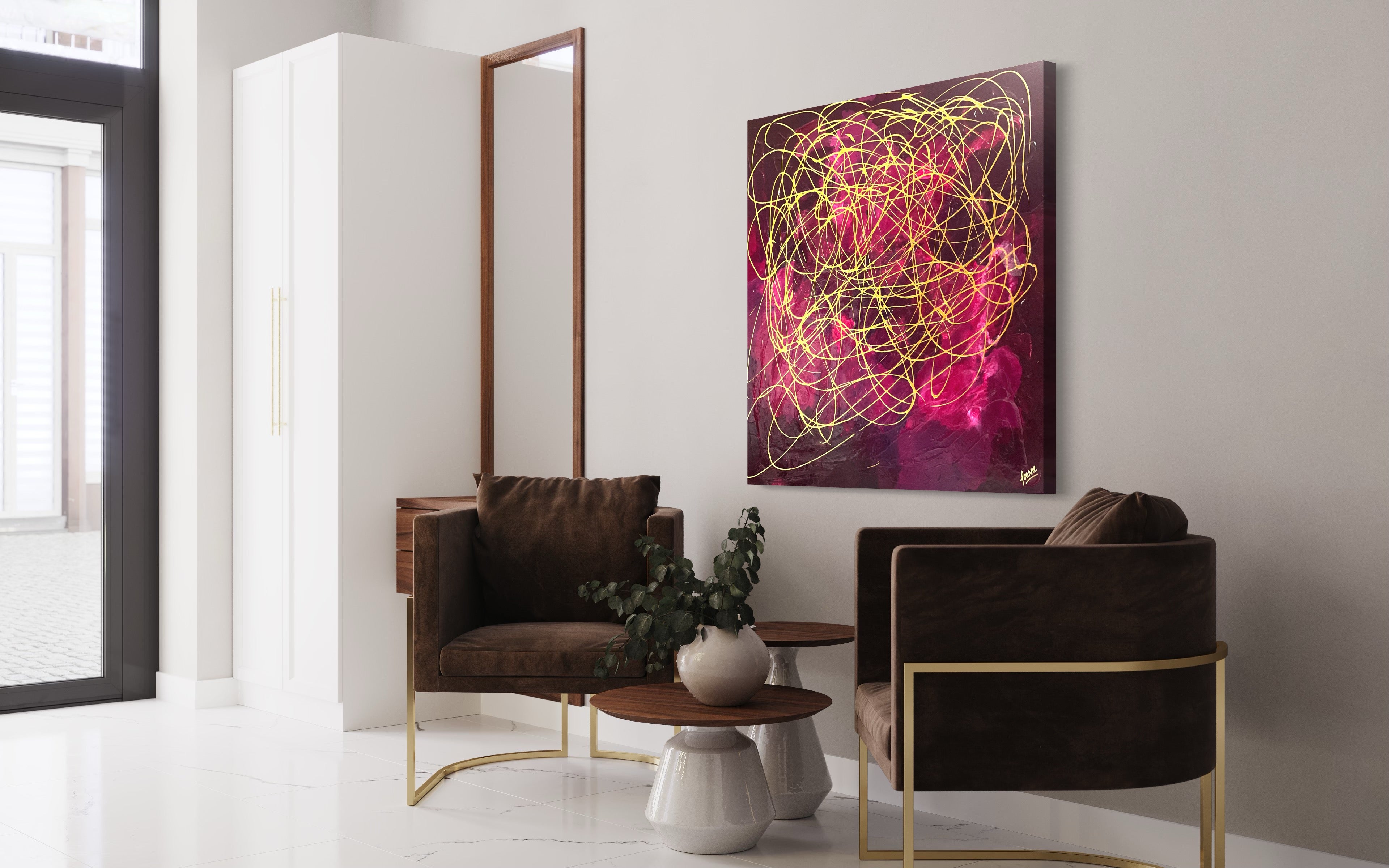 Hope No 7 100 cm  x  100 cm Pink Textured Abstract Painting by Joanne Daniel