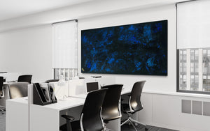 Midnight Sky 91 cm x 183 cm Blue Black Textured Abstract Painting by Joanne Daniel