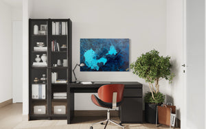 Emerald Blue Sea 93 cm x 61 cm Blue Textured Abstract Painting