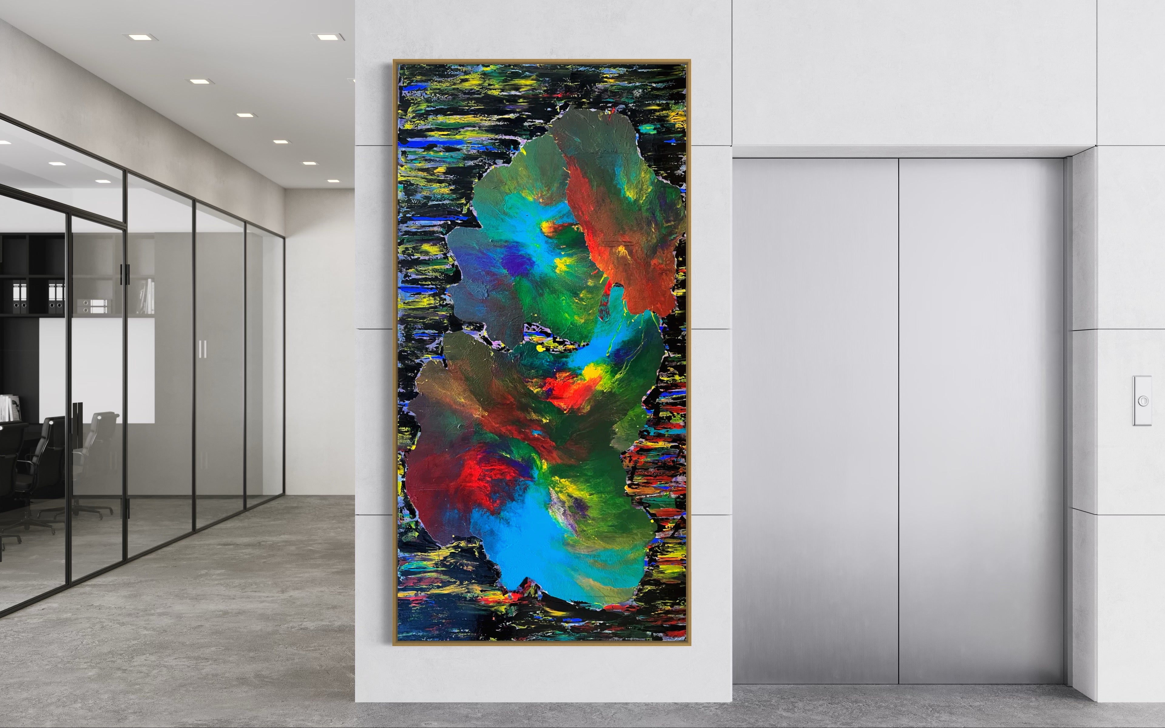 Galactic Sky (91 cm x 182 cm)Textured Abstract Painting by Joanne Daniel