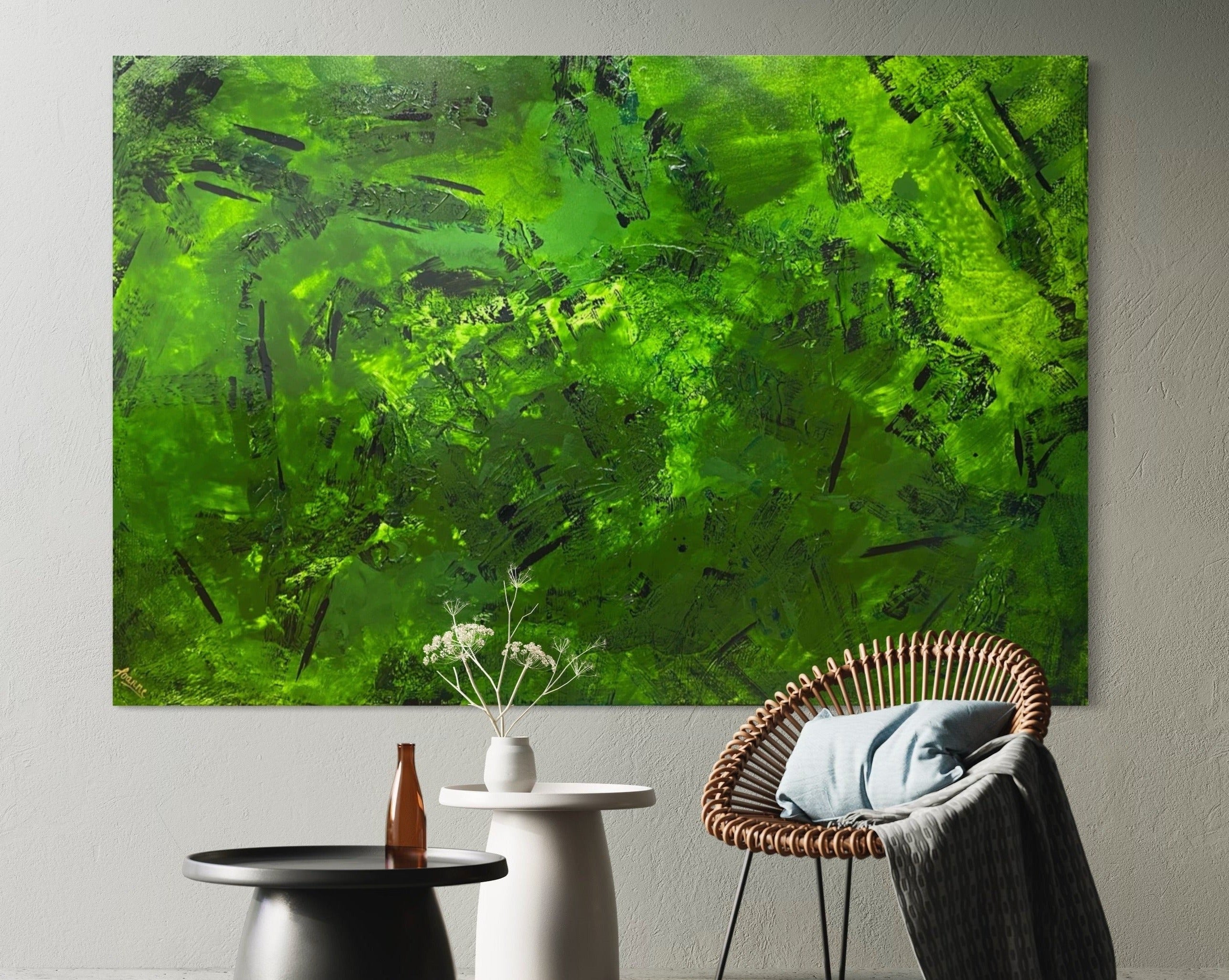 Alpine Green Crush (121.8 cm x 182.8 cm) Abstract Painting by Australian Artist Joanne Daniel