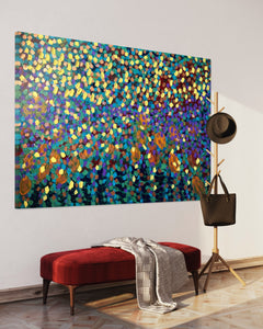 Spring Garden 121.8 cm x 182.8 cm Blue Textured Abstract Painting by Joanne Daniel