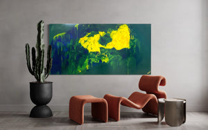 Lemon splash (91 cm x 182 cm)Textured Abstract Painting by Joanne Daniel