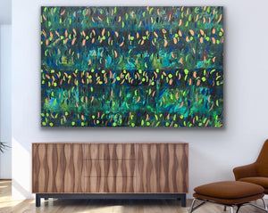 Blooming Green 121.8 cm x 182.8 cm Green Textured Abstract Painting by Joanne Daniel