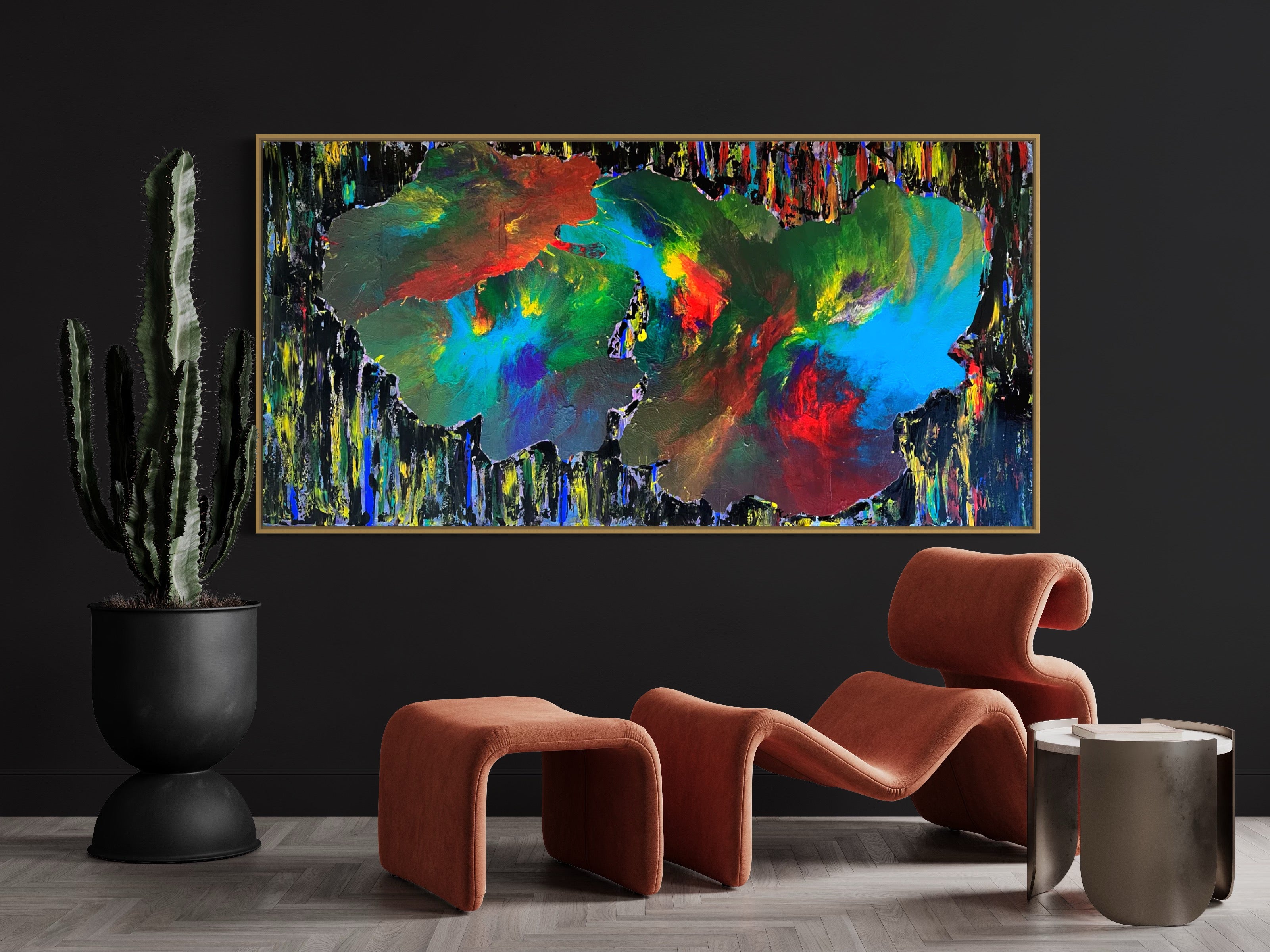 Galactic Sky (91 cm x 182 cm)Textured Abstract Painting by Joanne Daniel