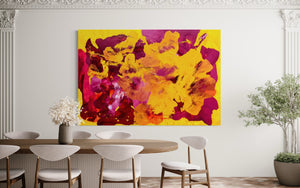 Deep Yellow Dianthus 121.8 cm x 182.8 cm Yellow Pink Textured Abstract Painting
