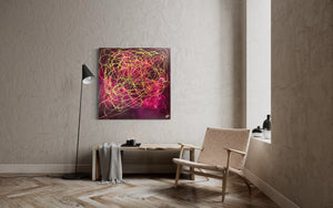 Hope No 7 100 cm  x  100 cm Pink Textured Abstract Painting by Joanne Daniel