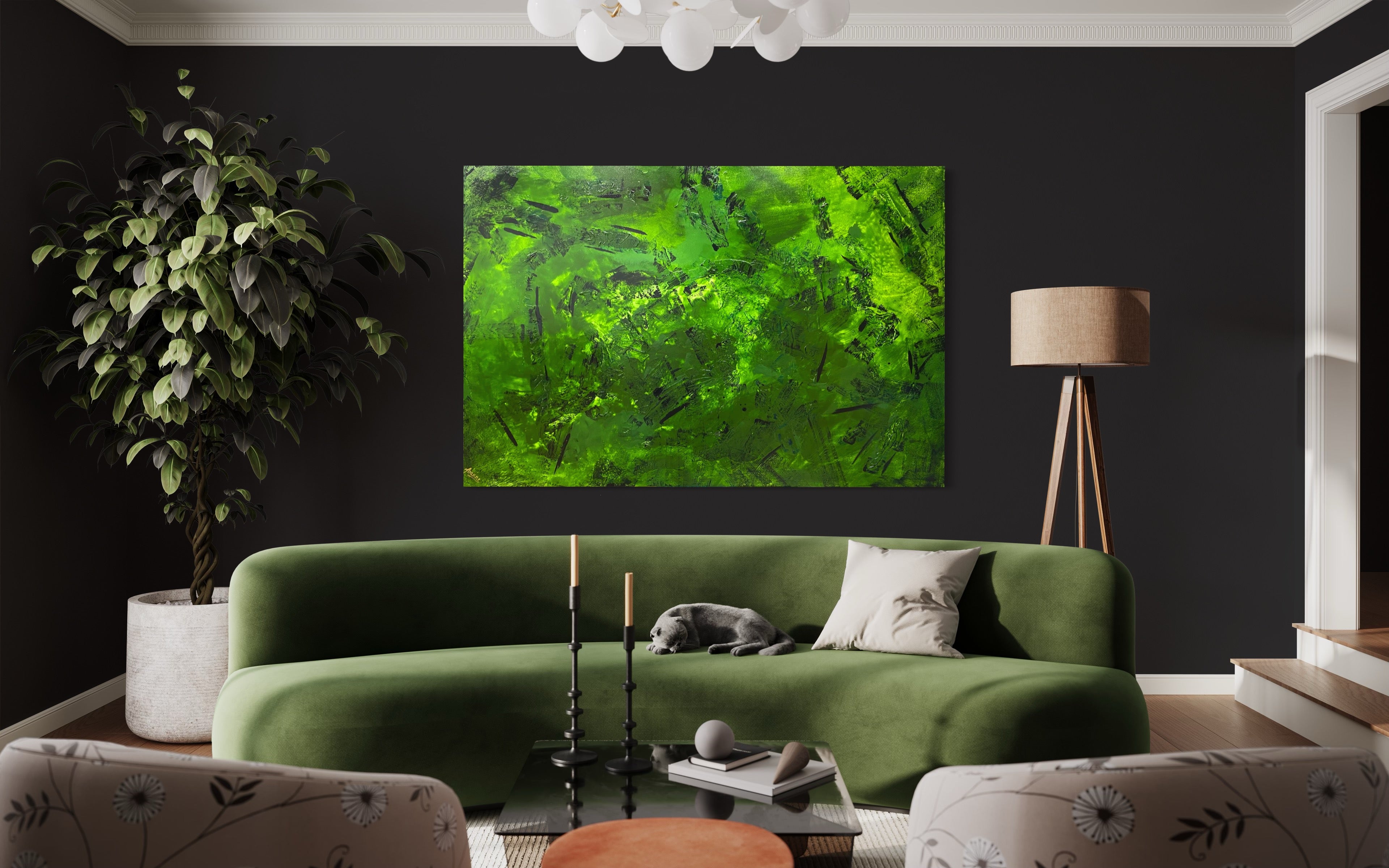 Alpine Green Crush (121.8 cm x 182.8 cm) Abstract Painting by Australian Artist Joanne Daniel