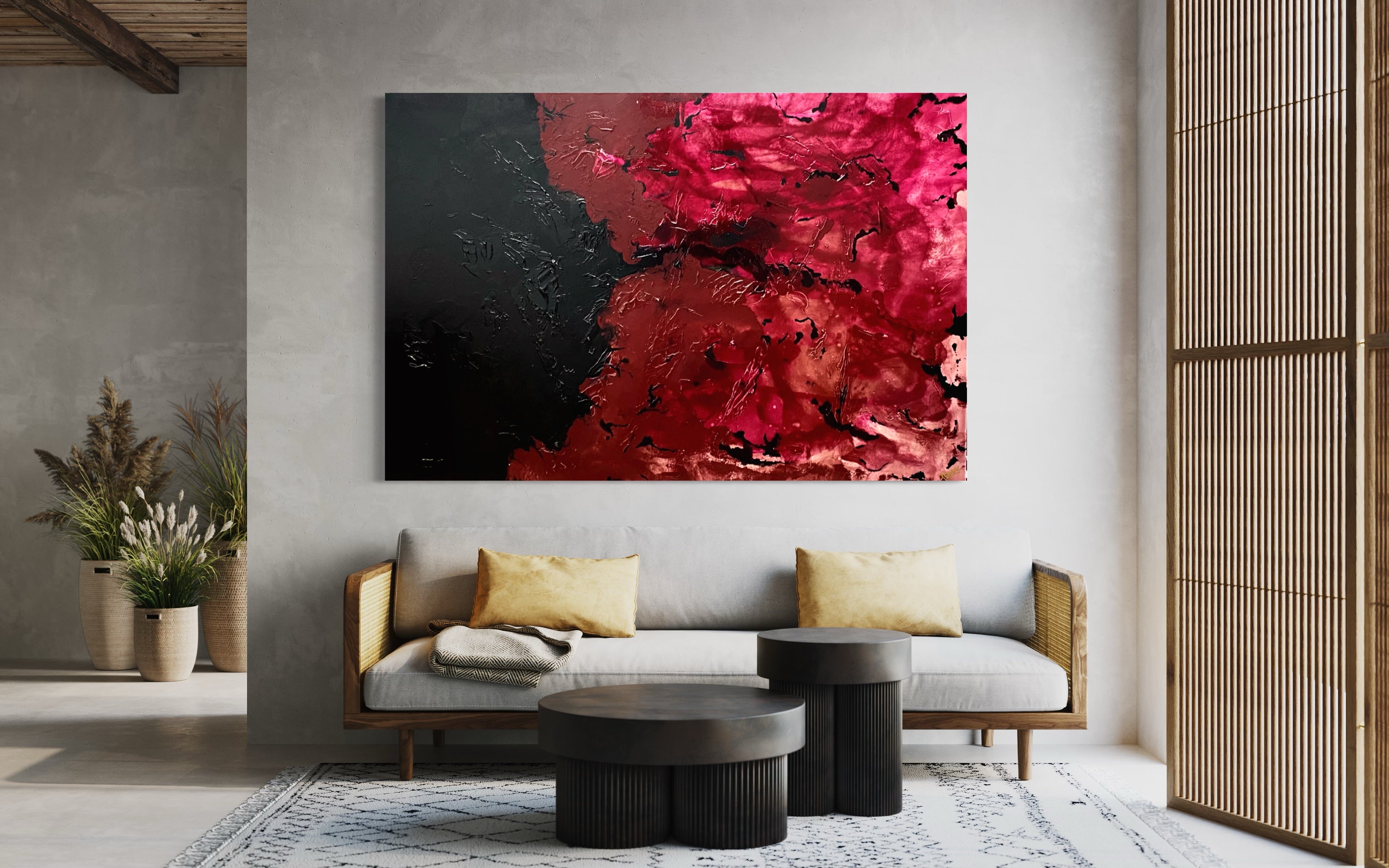 Red Violet 121.8 cm x 182.8 cm Violet Textured Abstract Painting