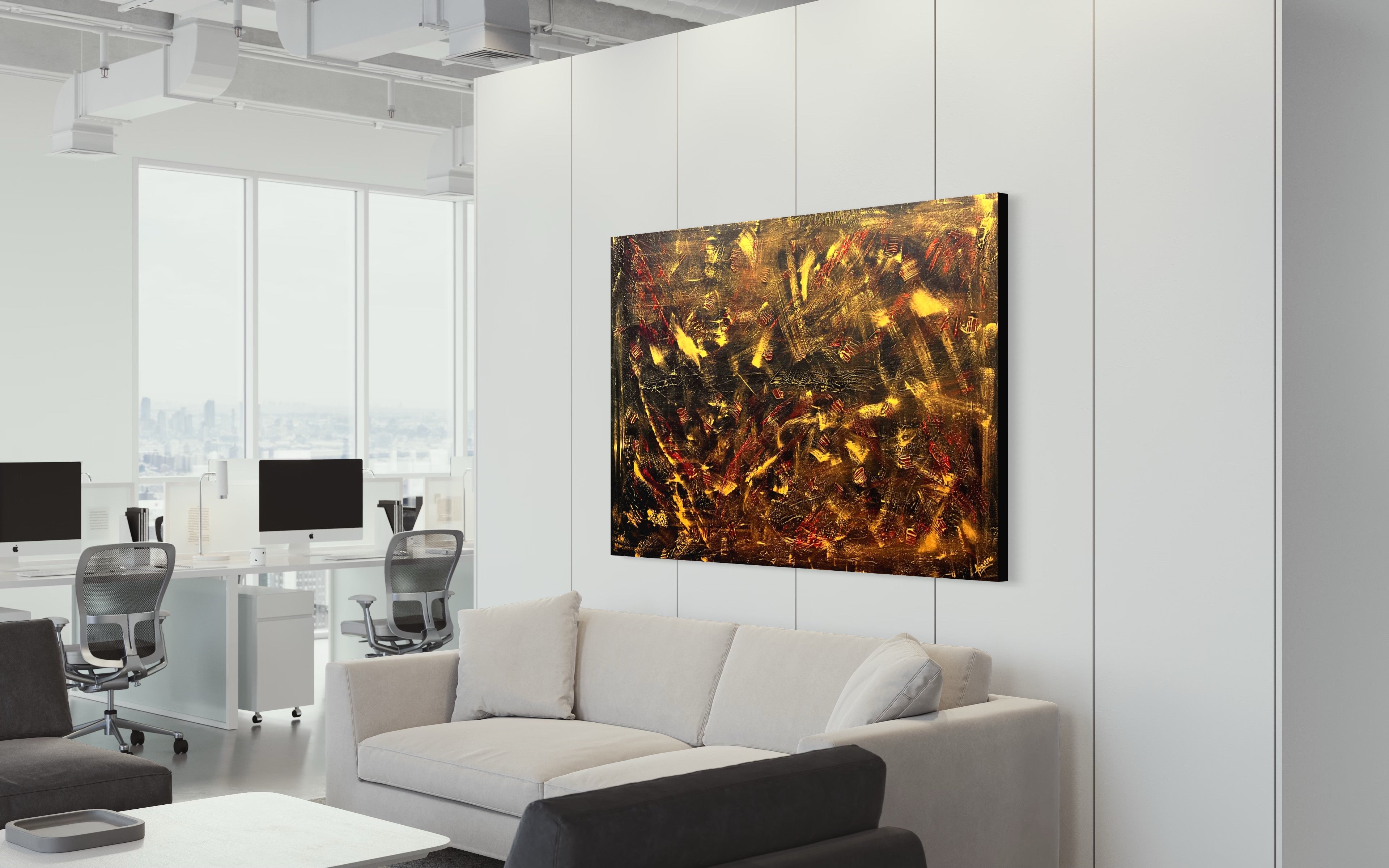 Gold Mine 121.8 cm x 182.8 cm Gold Red Brown Textured Abstract Painting
