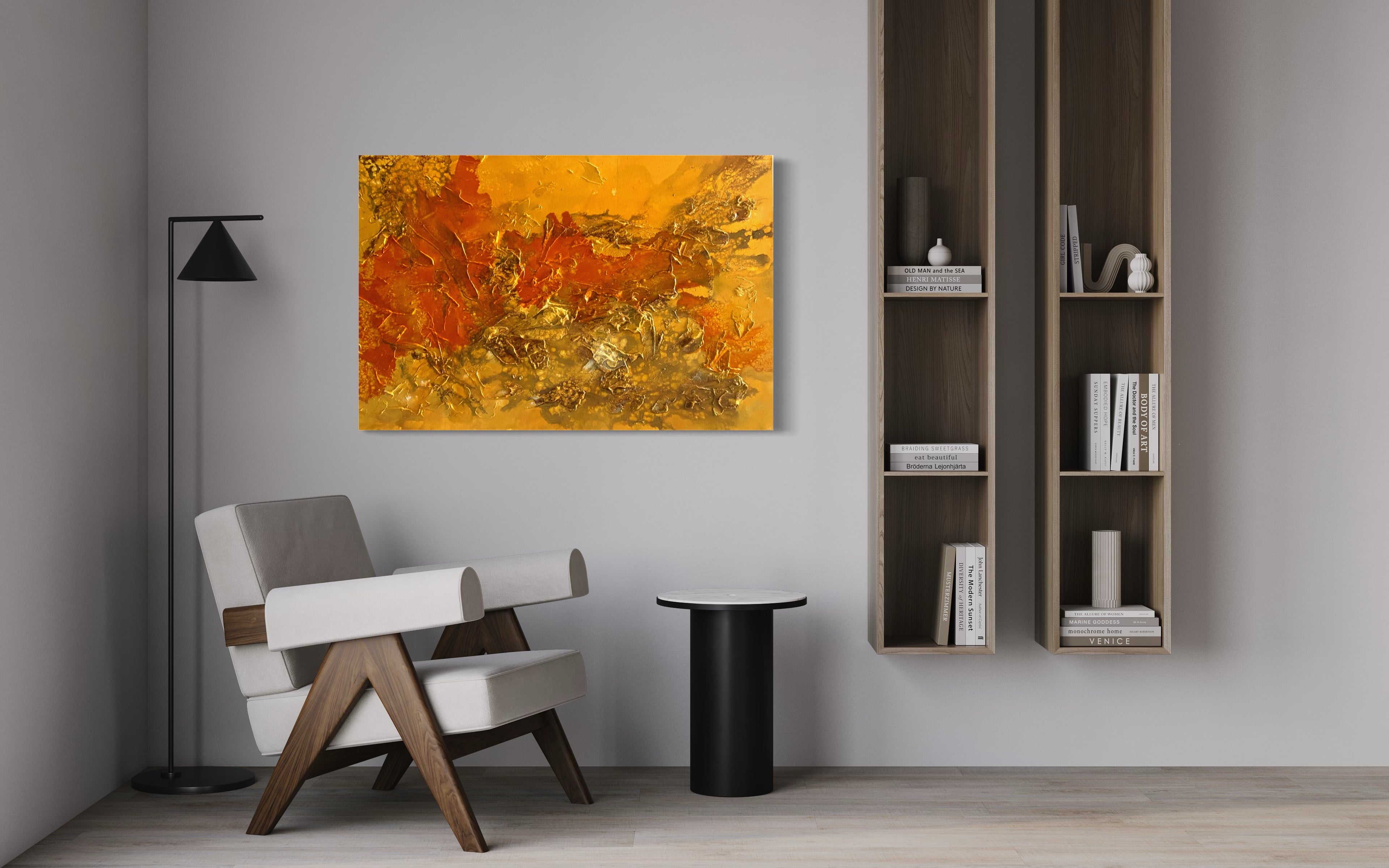 Burnt Desert 93 cm x  61 cm Orange Textured Abstract Painting