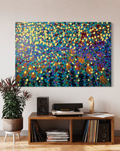 Spring Garden 121.8 cm x 182.8 cm Blue Textured Abstract Painting by Joanne Daniel