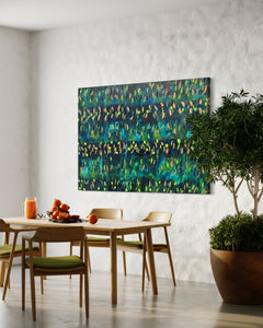 Blooming Green 121.8 cm x 182.8 cm Green Textured Abstract Painting by Joanne Daniel