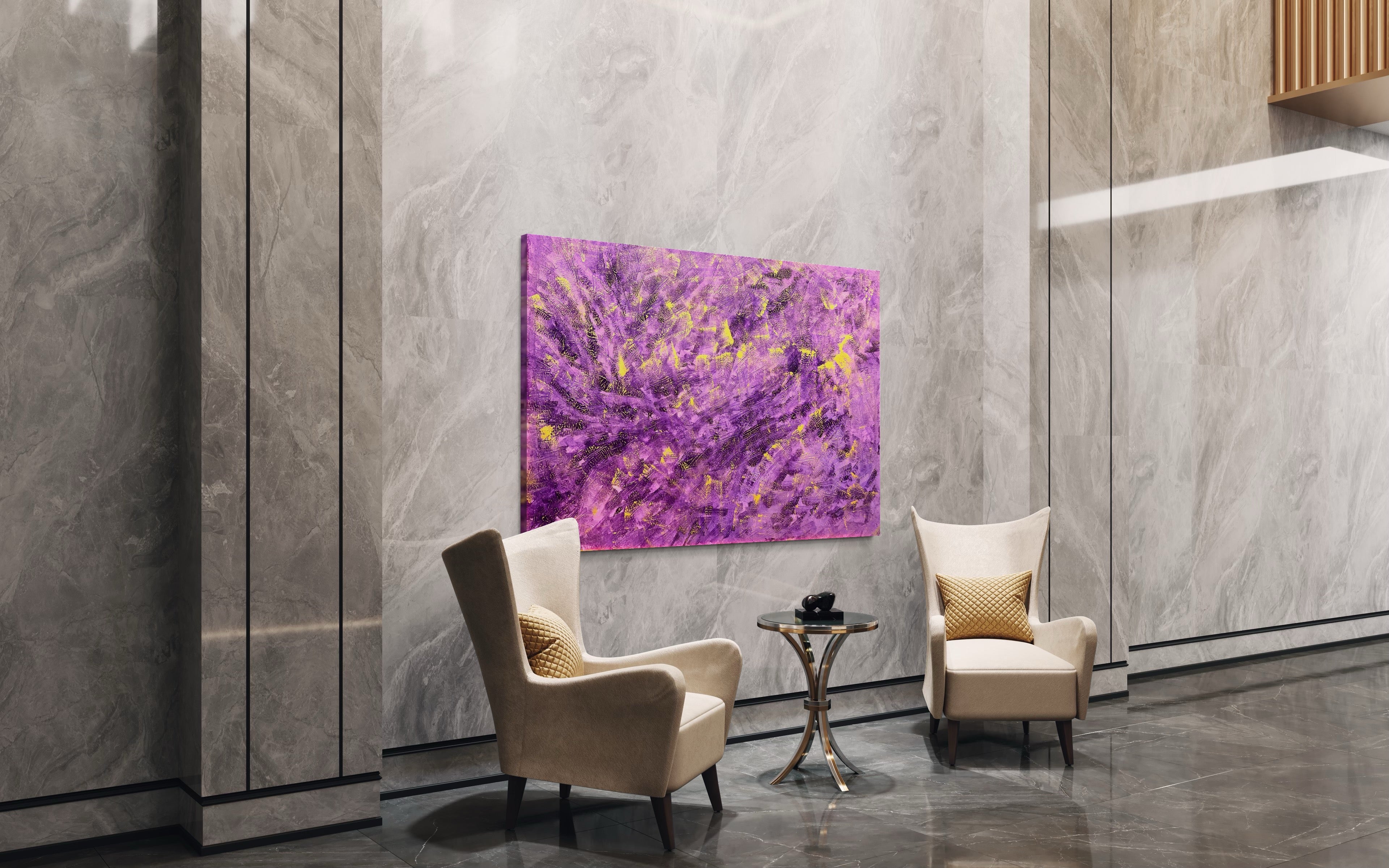 Lavendar Dioazine 121.8 cm x 182.8 cm Purple Textured Abstract Painting