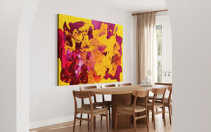 Deep Yellow Dianthus 121.8 cm x 182.8 cm Yellow Pink Textured Abstract Painting