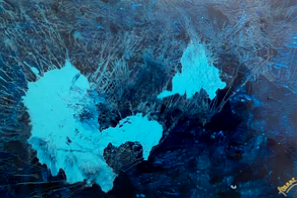 Emerald Blue Sea 93 cm x 61 cm Blue Textured Abstract Painting