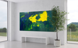 Lemon splash (91 cm x 182 cm)Textured Abstract Painting by Joanne Daniel