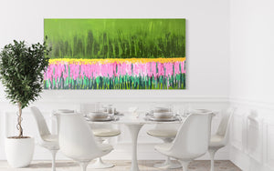 Flower field (91 cm x 182 cm)Textured Abstract Painting by Joanne Daniel