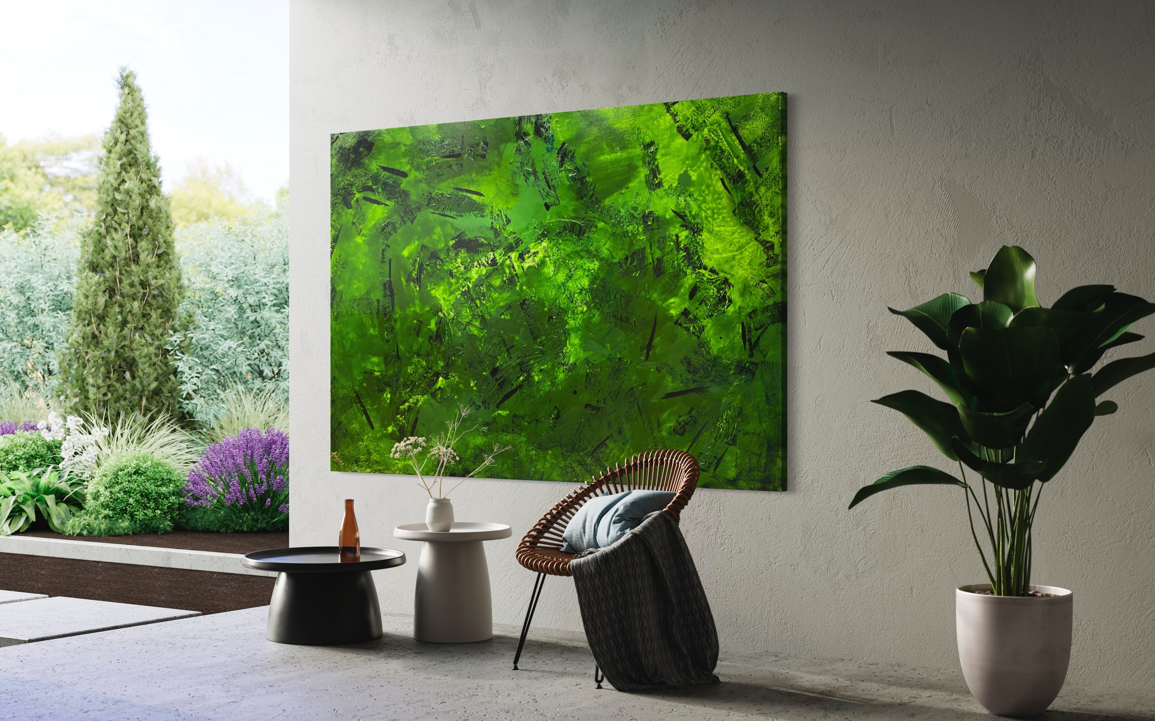 Alpine Green Crush (121.8 cm x 182.8 cm) Abstract Painting by Australian Artist Joanne Daniel