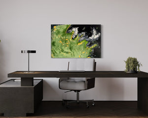 Alpine Mountains 93 cm x 61 cm Black Green Textured Abstract Painting Abstract by Australian Artist Joanne Daniel