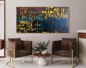 Black Forest (91 cm x 182 cm) Original Abstract Painting by Australian Artist Joanne Daniel