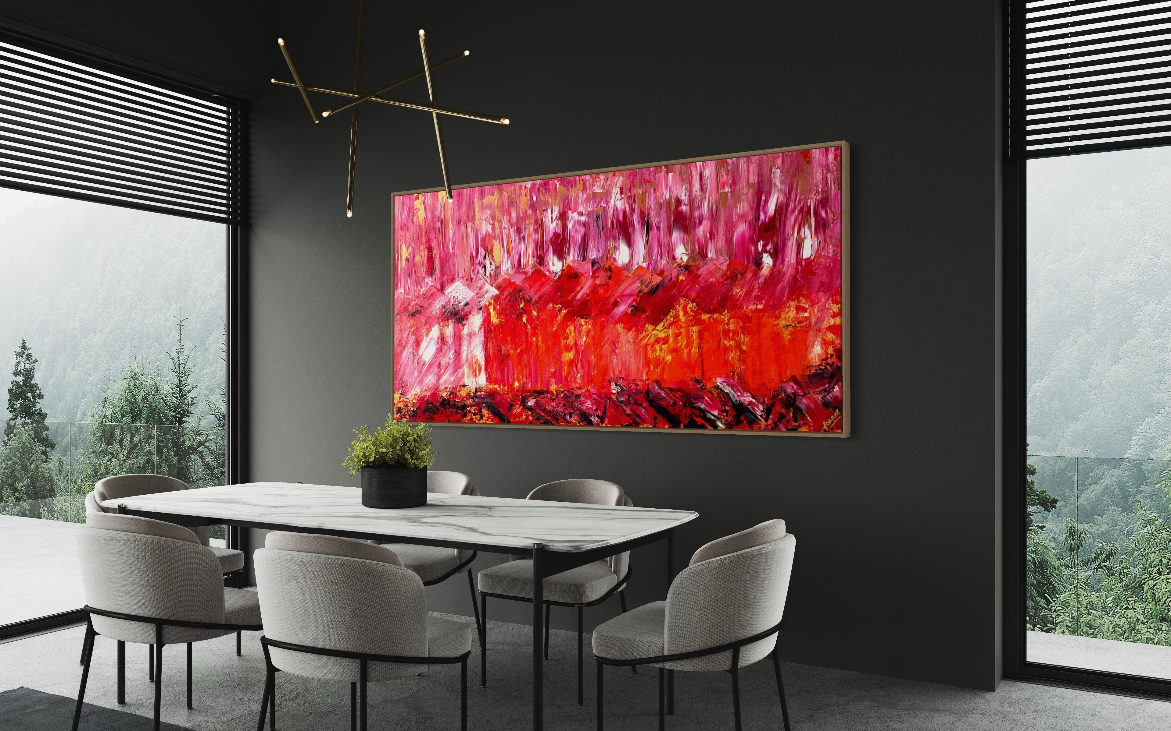 Summer Sunrise (91 cm x 182 cm)Textured Abstract Painting