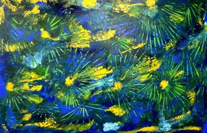 Native Forest 121.8 cm x 182.8 cm Green Blue Textured Abstract Painting