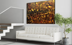 Gold Mine 121.8 cm x 182.8 cm Gold Red Brown Textured Abstract Painting