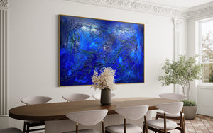 Deep Ocean Blue 121.8cm x 182.8cm Blue Textured Abstract Painting