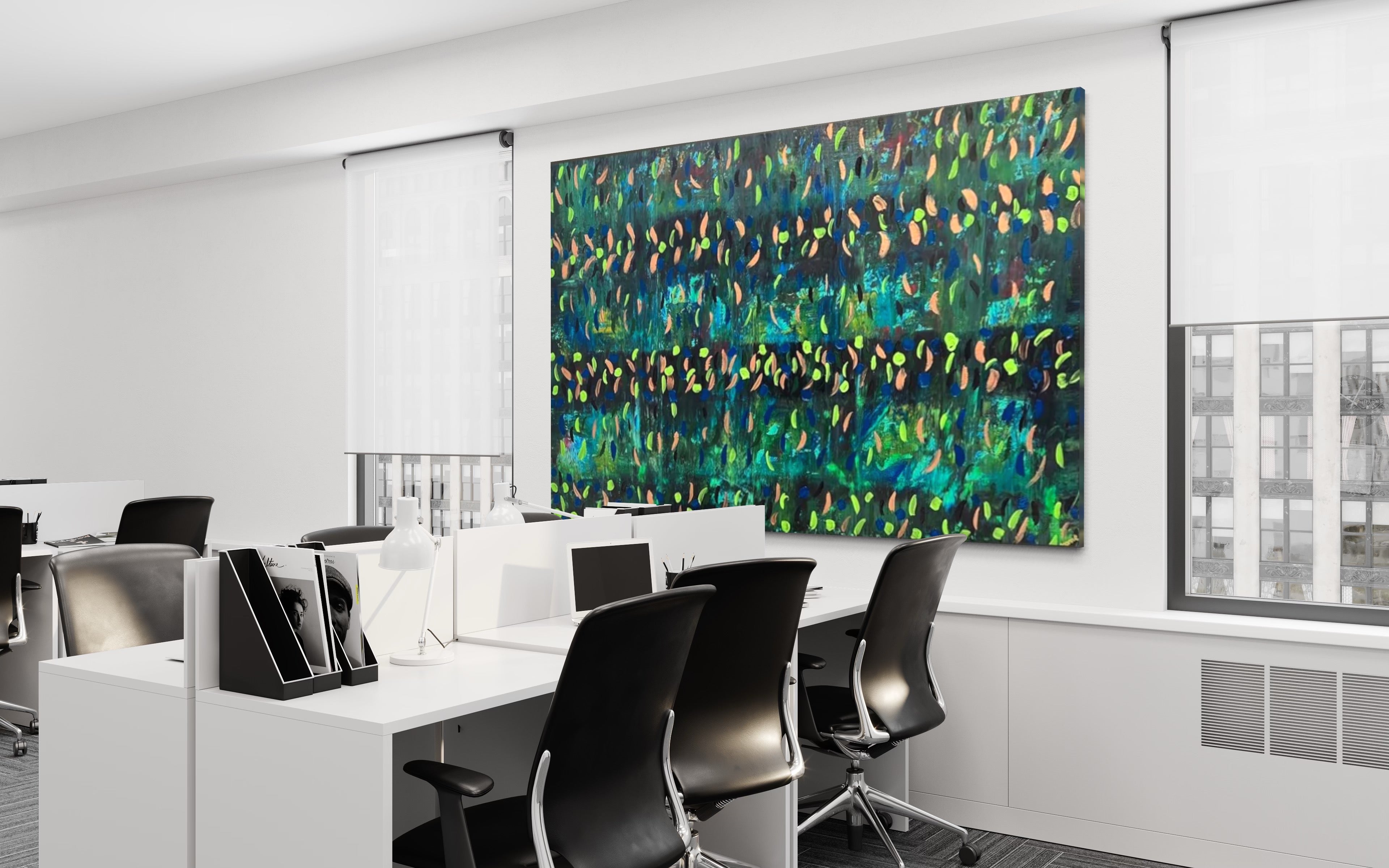 Blooming Green 121.8 cm x 182.8 cm Green Textured Abstract Painting by Joanne Daniel