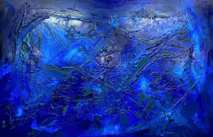 Deep Ocean Blue 121.8cm x 182.8cm Blue Textured Abstract Painting