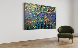 Spring Garden 121.8 cm x 182.8 cm Blue Textured Abstract Painting by Joanne Daniel