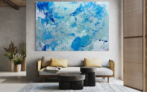 Merging Phthalo Blue 121.8 cm x 182.8 cm         Textured Abstract Painting